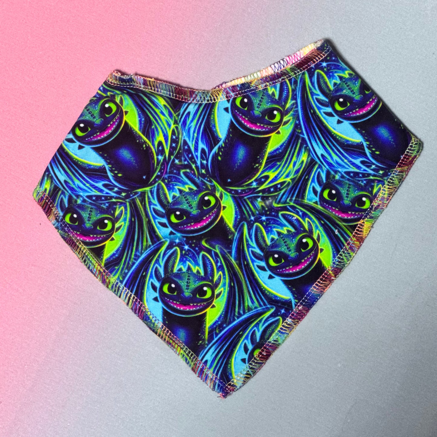 Raw edge baby bib - neon fury