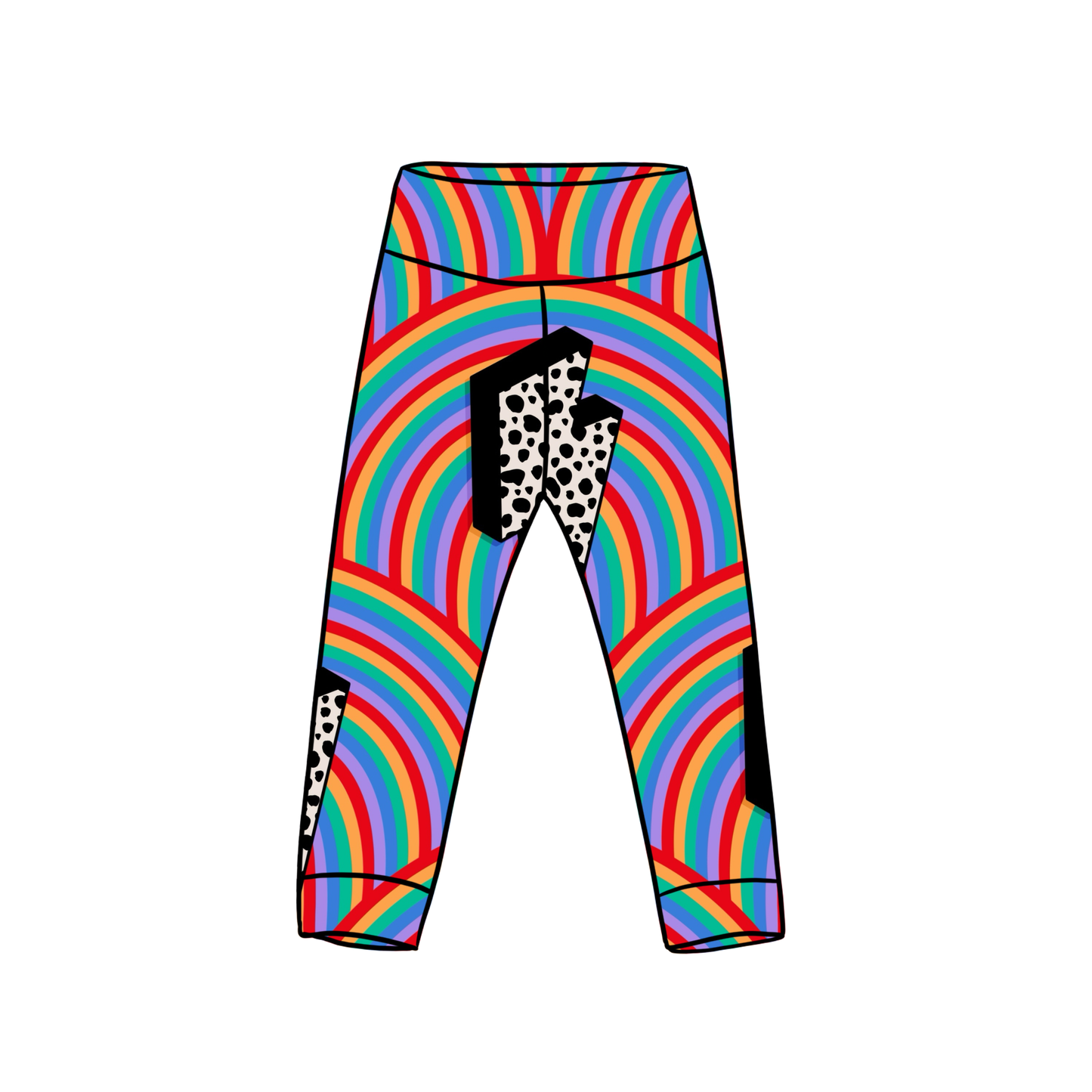 PREORDER leggings - rainbow bolts