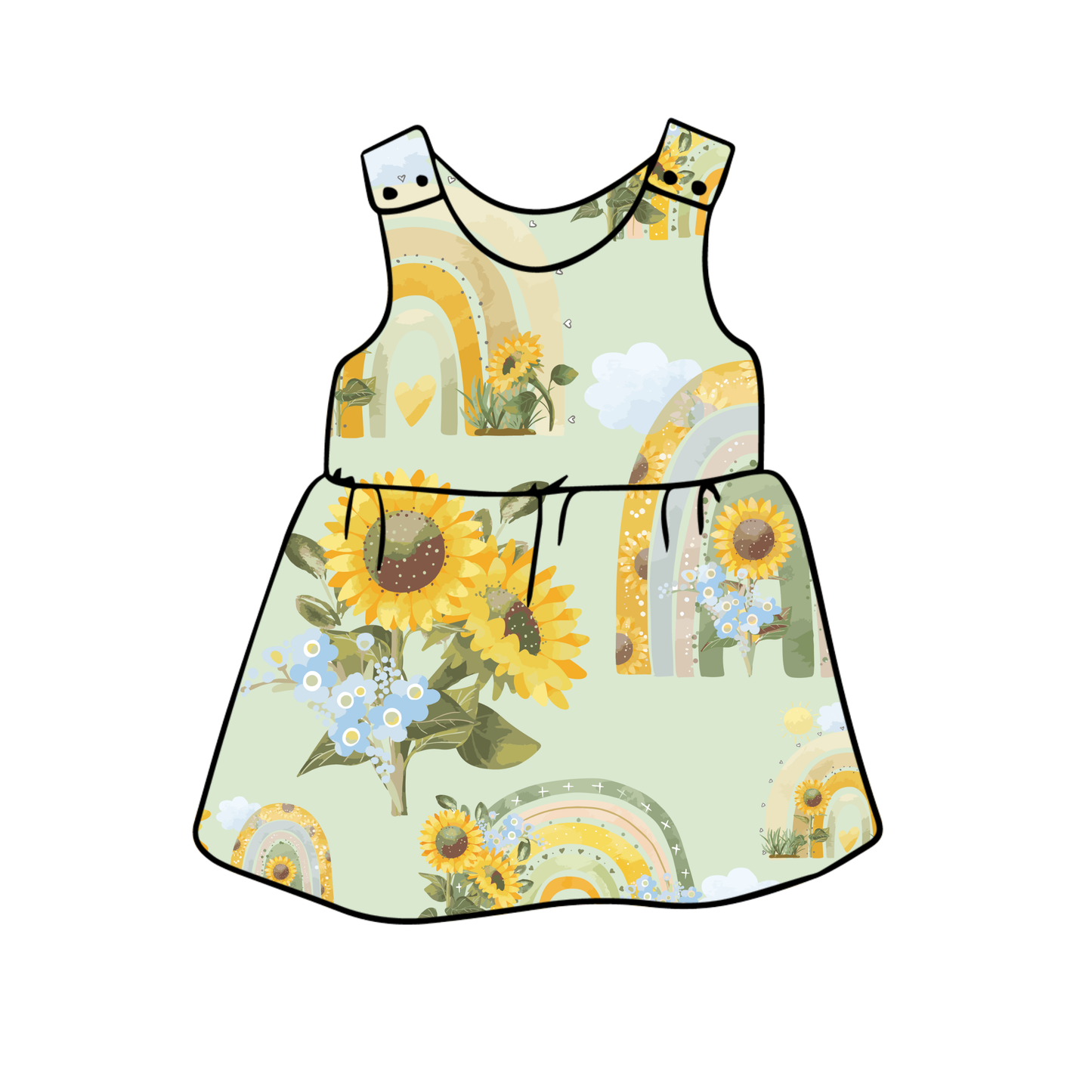 PREORDER snap dress - sunflower rainbow
