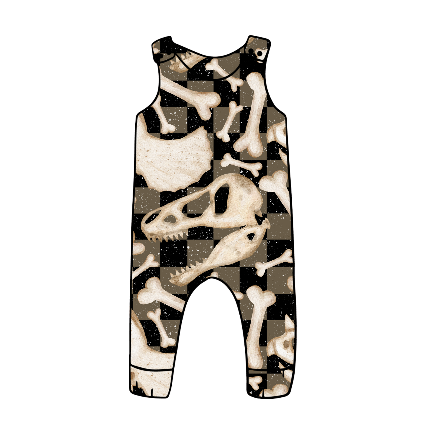 PREORDER snap romper - dino bones