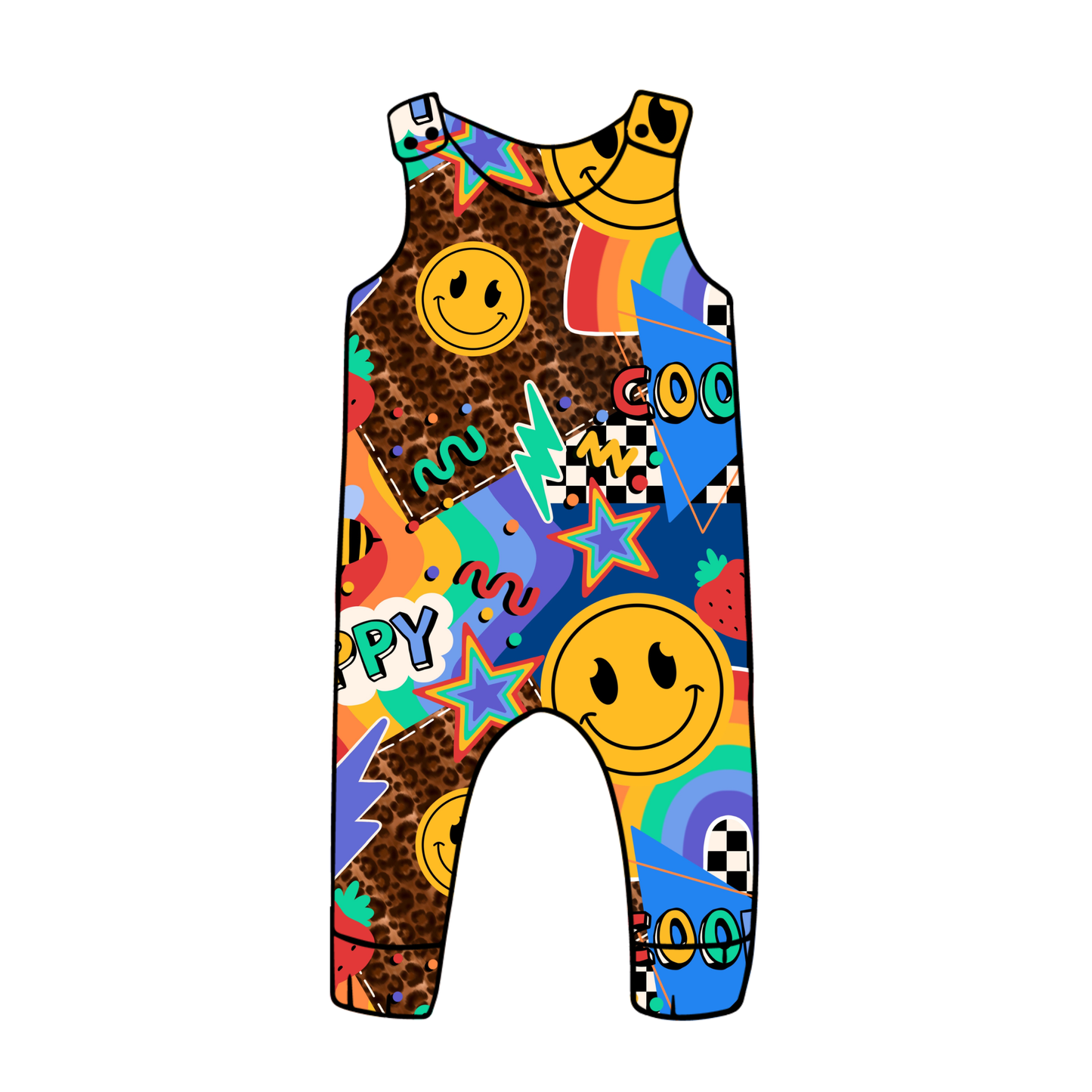 PREORDER snap romper - happy cool