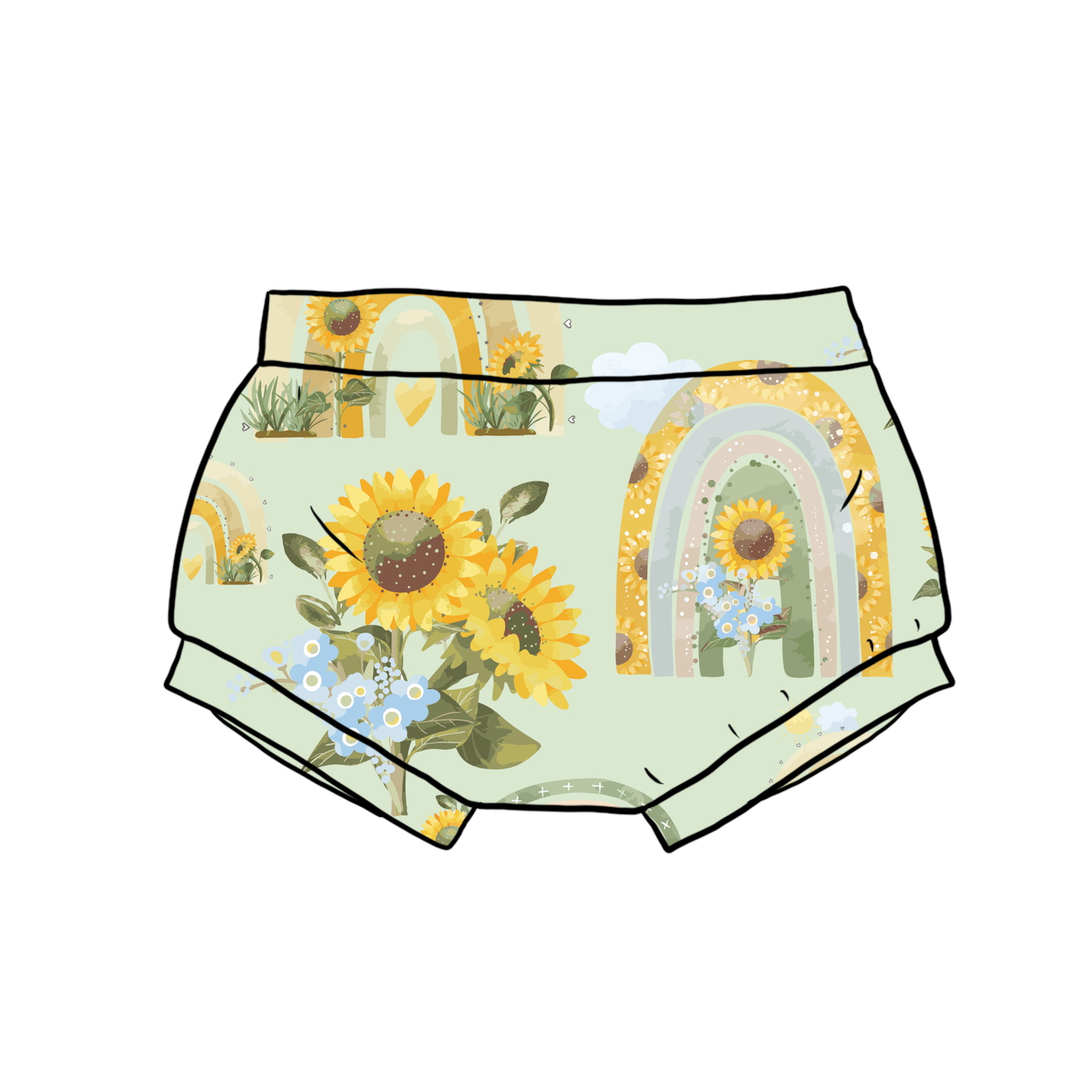 PREORDER shorts - sunflower rainbow