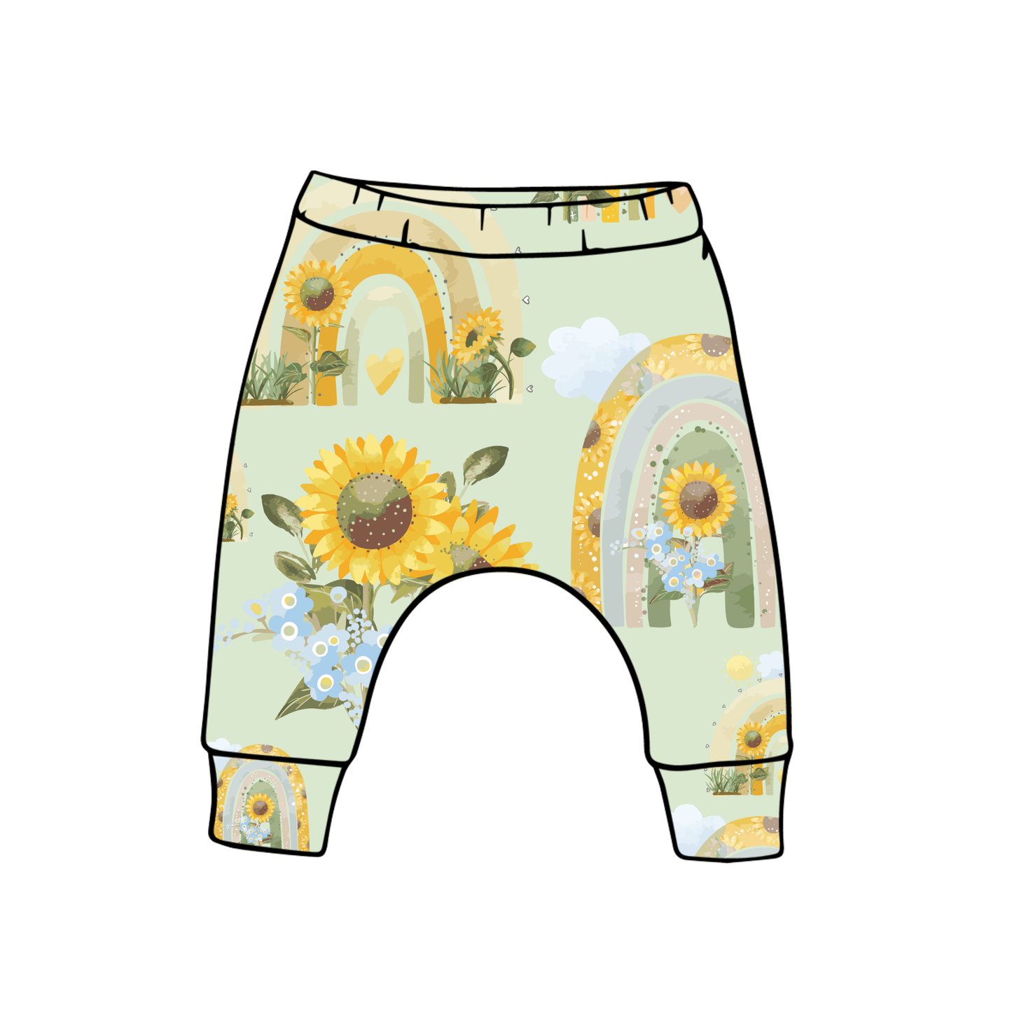 PREORDER harem leggings - sunflower rainbow