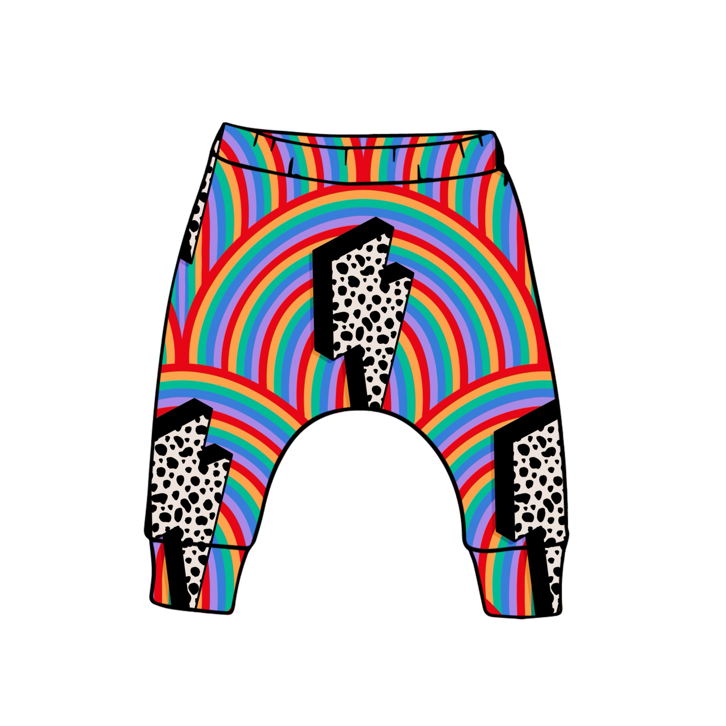 PREORDER harem leggings - rainbow bolts