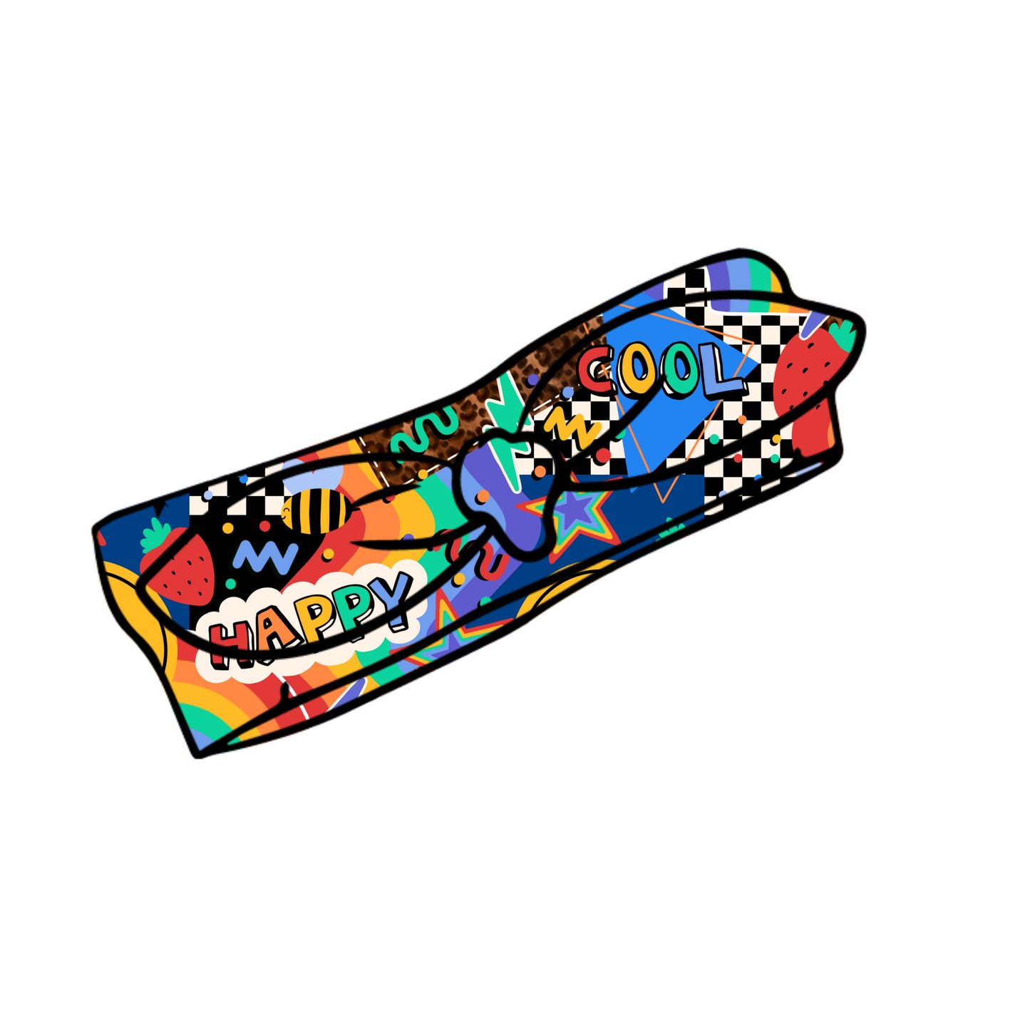 PREORDER tie knot headband - happy cool