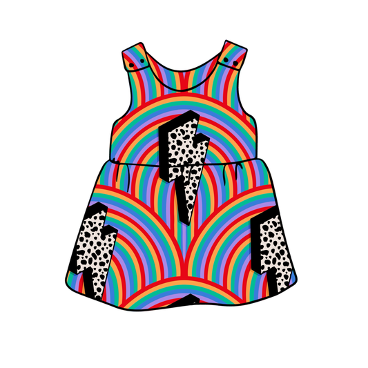 PREORDER snap dress - rainbow bolts