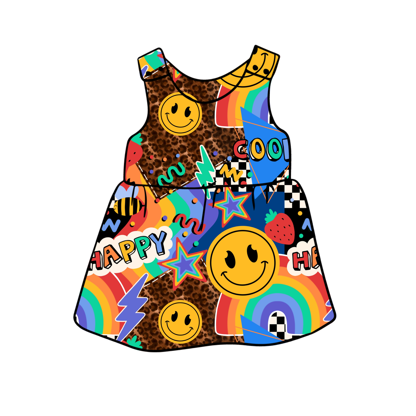 PREORDER snap dress - happy cool