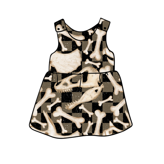 PREORDER snap dress - dino bones