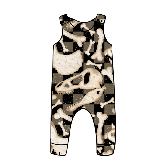 PREORDER snap romper - dino bones