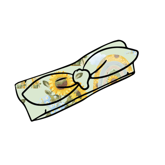 PREORDER tie knot headband - sunflower rainbow